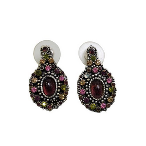 Rhinestone‎ Earrings Stud Pink Green Purple Silver